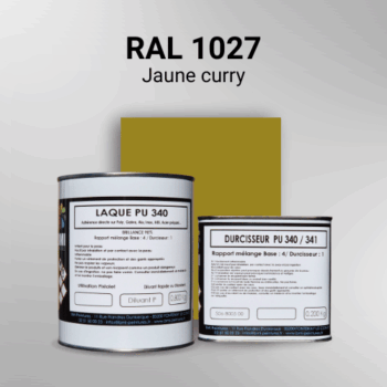 Laque polyuréthane professionnelle en RAL 1027 Jaune curry pour vos supports bruts. Finition durable, haute adhérence et séchage rapide.