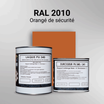 Laque polyuréthane professionnelle en RAL 2010 Orangé de sécurité pour vos supports bruts. Finition durable, haute adhérence et séchage rapide.
