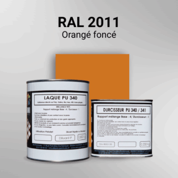 Laque polyuréthane professionnelle en RAL 2011 Orangé foncé pour vos supports bruts. Finition durable, haute adhérence et séchage rapide.