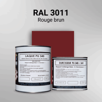 Laque polyuréthane professionnelle en RAL 3011 Rouge brun pour vos supports bruts. Finition durable, haute adhérence et séchage rapide.
