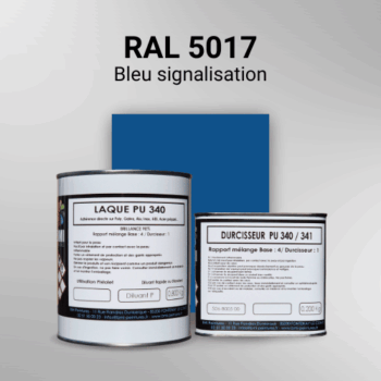 Laque polyuréthane professionnelle en RAL 5017 Bleu signalisation pour vos supports bruts. Finition durable, haute adhérence et séchage rapide.