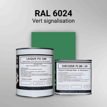 Laque polyuréthane professionnelle en RAL 6024 Vert signalisation pour vos supports bruts. Finition durable, haute adhérence et séchage rapide.
