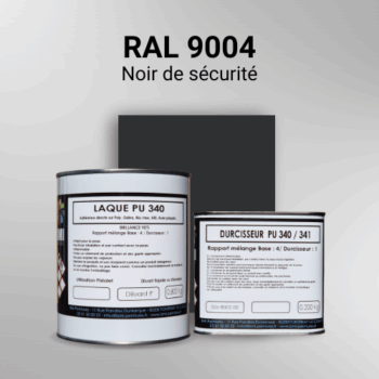Laque polyuréthane professionnelle en RAL 9004 Noir de sécurité pour vos supports bruts. Finition durable, haute adhérence et séchage rapide.