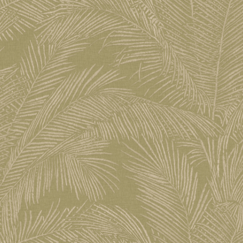 Le papier peint Maui en lin brodé au raphia de la collection Lanai d'Arte avec ses feuilles de palmier est inspiré des paysages tropicaux de l’île d'Hawaï.