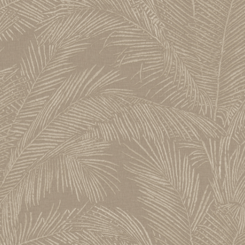 Le papier peint Maui en lin brodé au raphia de la collection Lanai d'Arte avec ses feuilles de palmier est inspiré des paysages tropicaux de l’île d'Hawaï.