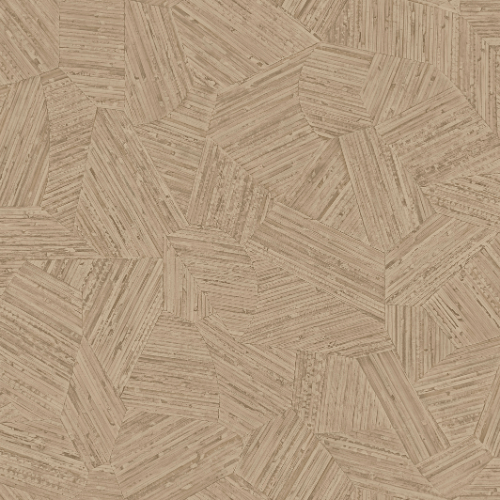 Le papier peint Mauna de la collection Lanai d'Arte propose un motif artisanal composé de fragments de rotin incrustés à la main puis fidèlement reproduits.