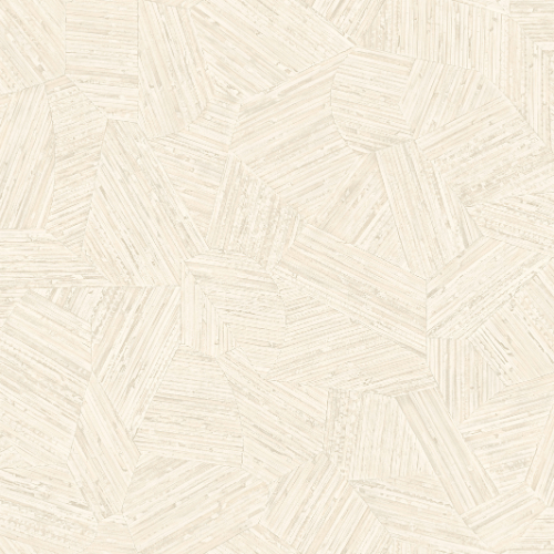 Le papier peint Mauna de la collection Lanai d'Arte propose un motif artisanal composé de fragments de rotin incrustés à la main puis fidèlement reproduits.