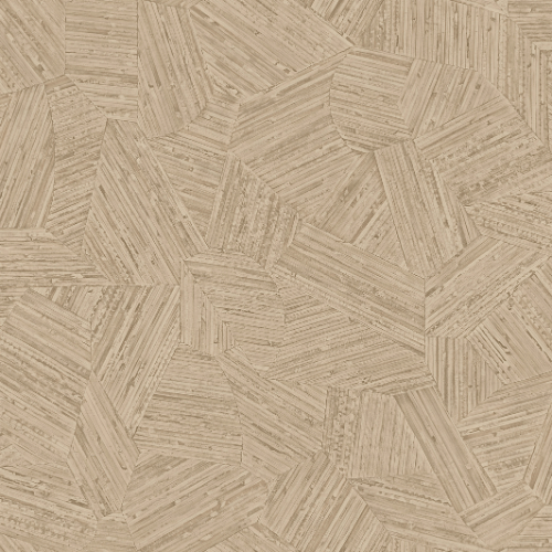 Le papier peint Mauna de la collection Lanai d'Arte propose un motif artisanal composé de fragments de rotin incrustés à la main puis fidèlement reproduits.