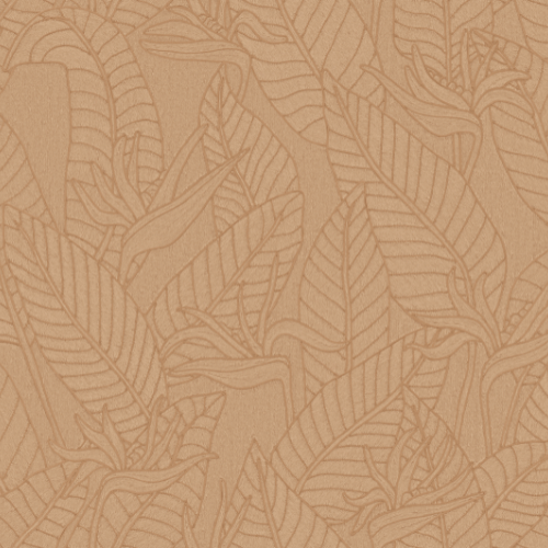 Papier peint Strelitzia – Arte de la collection Tali : Motif exotique inspiré de l’Oiseau de paradis sur la base d'un dessin conçu à partir de cordelettes.