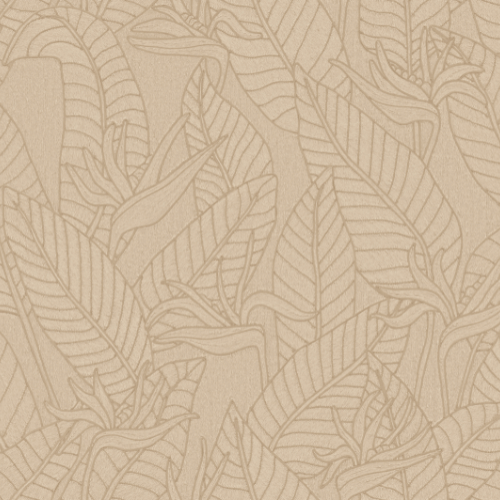 Papier peint Strelitzia – Arte de la collection Tali : Motif exotique inspiré de l’Oiseau de paradis sur la base d'un dessin conçu à partir de cordelettes.