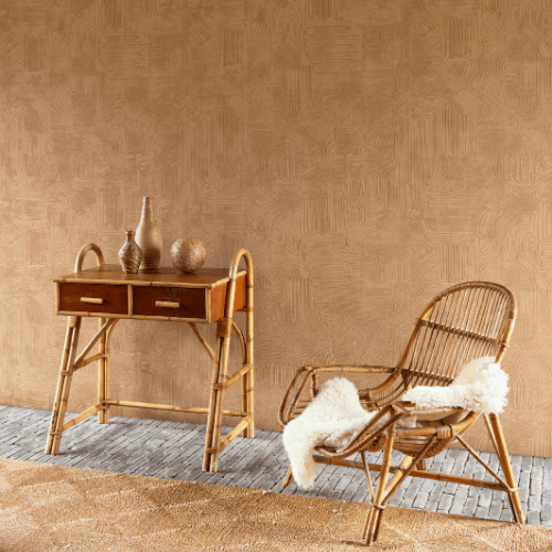 Papier peint Tamba – Arte de la collection Tali : Motif inspiré du plâtre indonésien, créé à partir de cordelettes puis recouvertes d’un plâtre délicat.