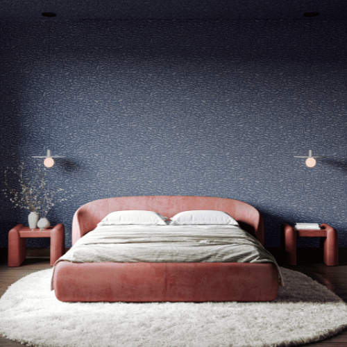 Papier peint Kona – Arte de la collection Lanai : hommage aux côtes hawaïennes, ce motif a été brodé au raphia et retranscrit sur un revêtement en lin.