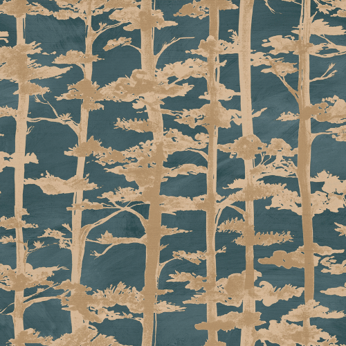 Papier peint Ame de la collection Légendes, Casamance aux motifs d’arbres sous la pluie, inspiré de l’esthétique japonaise pour une atmosphère apaisante.