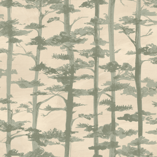 Papier peint Ame de la collection Légendes, Casamance aux motifs d’arbres sous la pluie, inspiré de l’esthétique japonaise pour une atmosphère apaisante.
