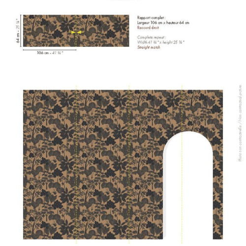 Papier peint Inara, collection Tressora par Casamance est un paysage végétal d'une matité élégante, sur un fond texturé subtil à effet pointillé.