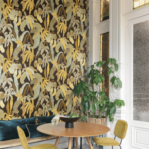 Papier Peint Masureel Romance Ninfa Ceylon Ambiance Papier peint Ninfa,collection Romance, Masureel est inspiré d’un jardin romantique, aux teintes pastel et aux motifs floraux délicats et textures raffinées.