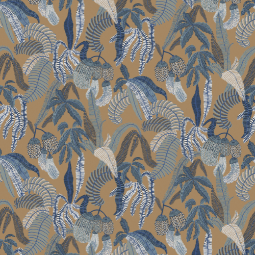 Papier peint Ninfa,collection Romance, Masureel est inspiré d’un jardin romantique, aux teintes pastel et aux motifs floraux délicats et textures raffinées.