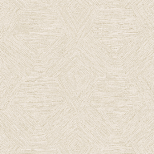 Le papier peint Pentagono de la collection Antigua d'Arte est un revêtement mural à effet bouclé, marié à un motif géométrique pentagonal pour un design doux