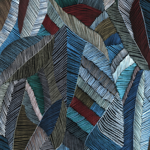 Chintz de la collection Décors et Panoramiques d'Arte est un revêtement mural coloré aux lignes de craie exubérantes, fini en textile fil-à-fil brillant.