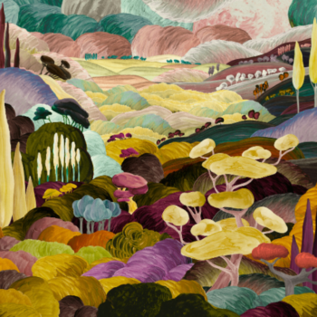 Les songes Toscans de la collection Décors et Panoramiques d'Arte est un un panoramique onirique inspiré de paysages italiens sublimé ses cyprès élancés.