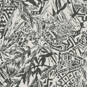 Sierra Nevada de la collection Décors et Panoramiques d'Arte présente un paysage montagneux stylisé, sublimé par un tissage jacquard bouclé de haute qualité