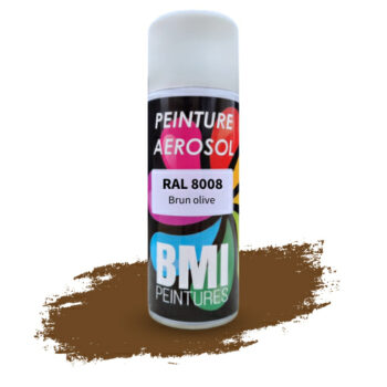 Peinture aérosol monocouche, RAL 8008 Brun olive, anticorrosion, à séchage rapide et avec une bonne résistance aux intempéries.