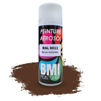 Peinture aérosol monocouche, RAL 8011 Brun noisette, anticorrosion, à séchage rapide et avec une bonne résistance aux intempéries.
