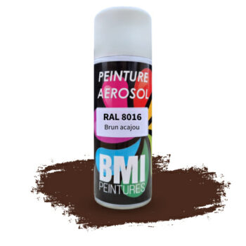 Peinture aérosol monocouche, RAL 8016 Brun acajou, anticorrosion, à séchage rapide et avec une bonne résistance aux intempéries.