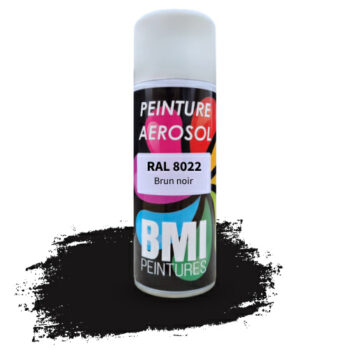 Peinture aérosol monocouche, RAL 8022 Brun noir, anticorrosion, à séchage rapide et avec une bonne résistance aux intempéries.