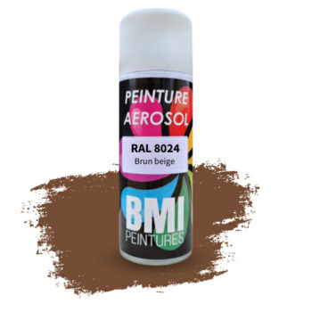 Peinture aérosol monocouche, RAL 8024 Brun beige, anticorrosion, à séchage rapide et avec une bonne résistance aux intempéries.