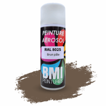 Peinture aérosol monocouche, RAL 8025 Brun pâle, anticorrosion, à séchage rapide et avec une bonne résistance aux intempéries.