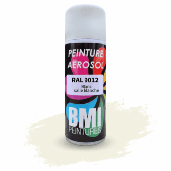 Peinture aérosol monocouche, RAL 9012 Blanc salle blanche, anticorrosion, à séchage rapide et avec une bonne résistance aux intempéries.