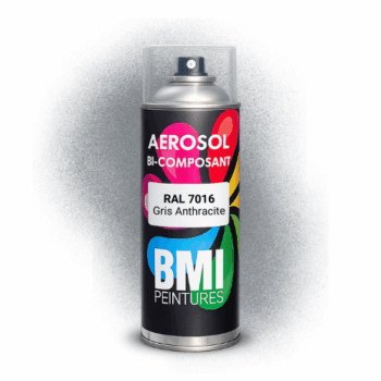 Bombe aérosol bi composant RAL 7016 Gris anthracite pour carrosserie, travaux agricoles, travaux publics, bardages, canalisations, sidérurgie et autres.