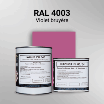 Laque polyuréthane professionnelle en RAL 4003 Violet bruyère pour vos supports bruts. Finition durable, haute adhérence et séchage rapide.