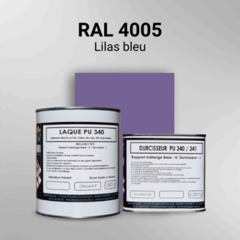 Laque polyuréthane professionnelle en RAL 4005 Lilas bleu pour vos supports bruts. Finition durable, haute adhérence et séchage rapide.