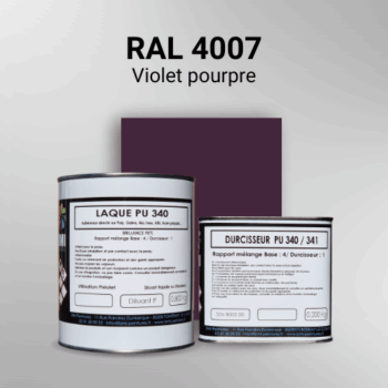 Laque polyuréthane professionnelle en RAL 4007 Violet pourpre pour vos supports bruts. Finition durable, haute adhérence et séchage rapide.