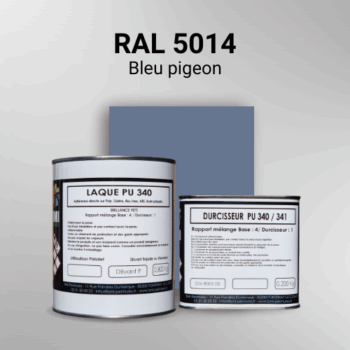 Laque polyuréthane professionnelle en RAL 5014 Bleu pigeon pour vos supports bruts. Finition durable, haute adhérence et séchage rapide.