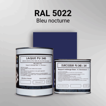 Laque polyuréthane professionnelle en RAL 5022 Bleu nocturne pour vos supports bruts. Finition durable, haute adhérence et séchage rapide.