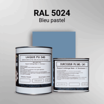 Laque polyuréthane professionnelle en RAL 5024 Bleu pastel pour vos supports bruts. Finition durable, haute adhérence et séchage rapide.