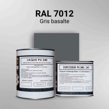Laque polyuréthane professionnelle en RAL 7012 Gris basalte pour vos supports bruts. Finition durable, haute adhérence et séchage rapide.