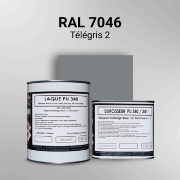 Laque polyuréthane professionnelle en RAL 7046 Télégris 2 pour vos supports bruts. Finition durable, haute adhérence et séchage rapide.