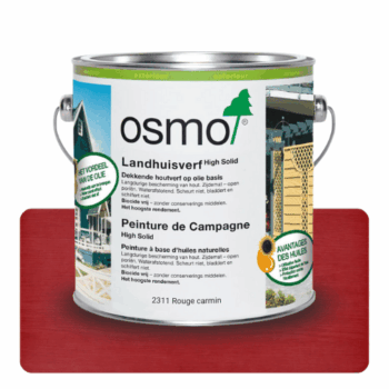 Peinture de campagne rouge carmin Osmo pour façades bois : protection durable, finition microporeuse, résistante aux intempéries et facile à appliquer.