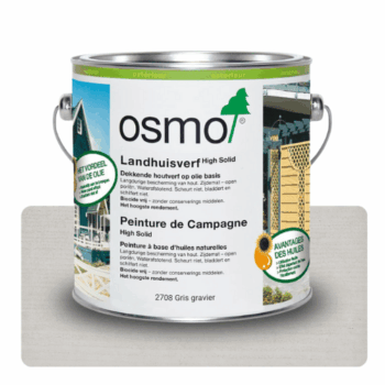 Peinture de campagne gris gravier Osmo pour façades bois : protection durable, finition microporeuse, résistante aux intempéries. Facile à appliquer.